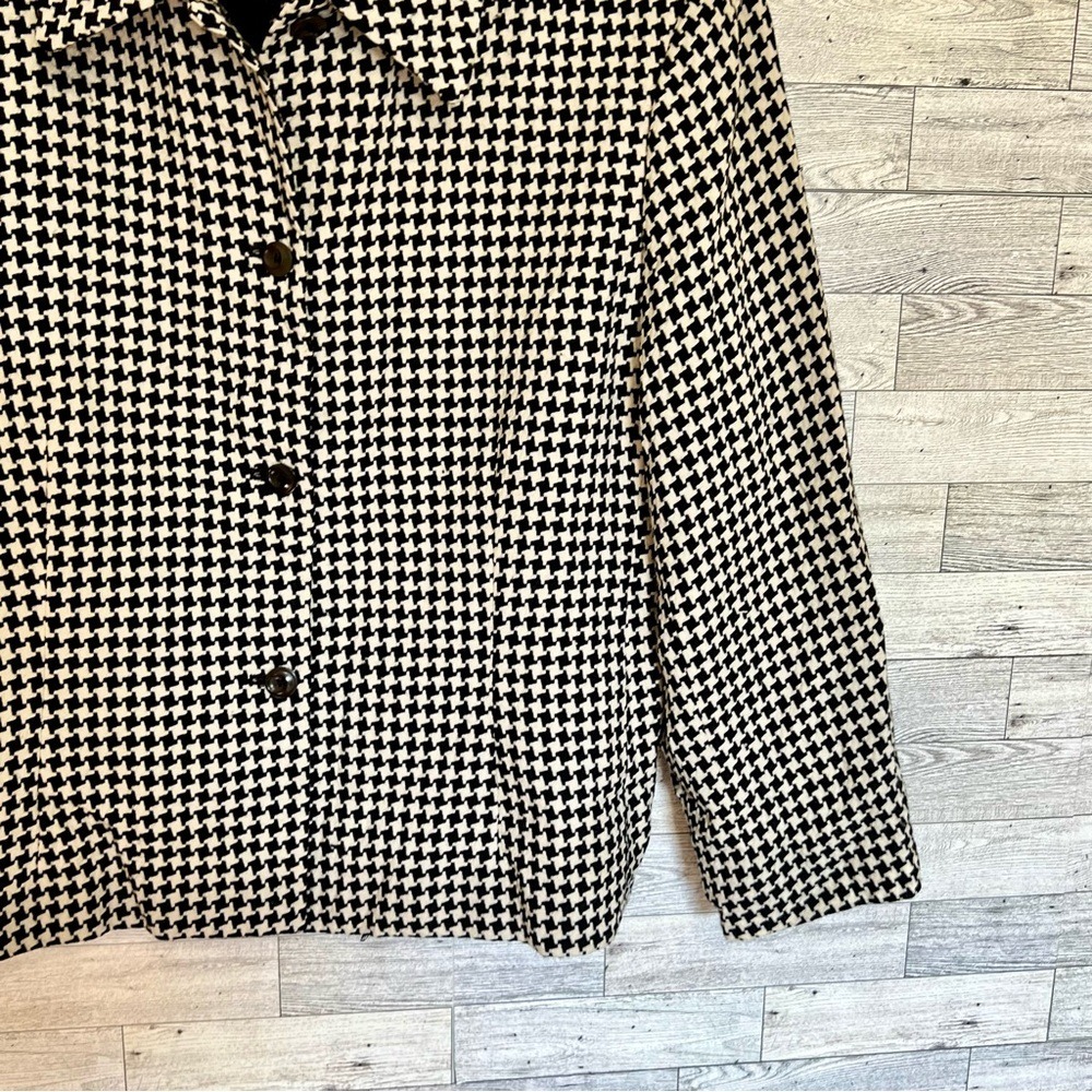 Rena Rowan 100% Wool Houndstooth Blazer Single-Breasted Fully Lined Sz-Large - Picture 7 of 15